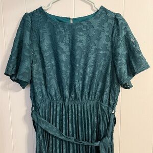 Baltic born Mindy pleated dress, size Large, emerald, new with tags